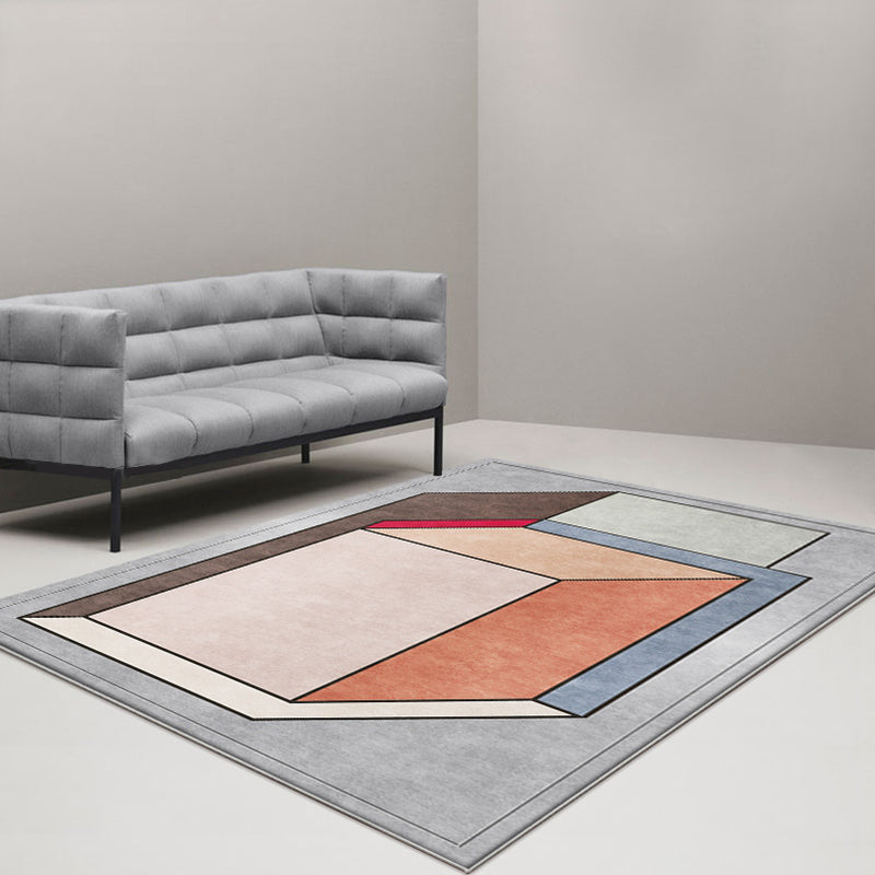 Funky Nordic Rug Grey and Blue 3D Geometric Pattern Rug Pet Friendly Anti-Slip Washable Area Rug for Decoration Clearhalo 'Area Rug' 'Rug' 1779621