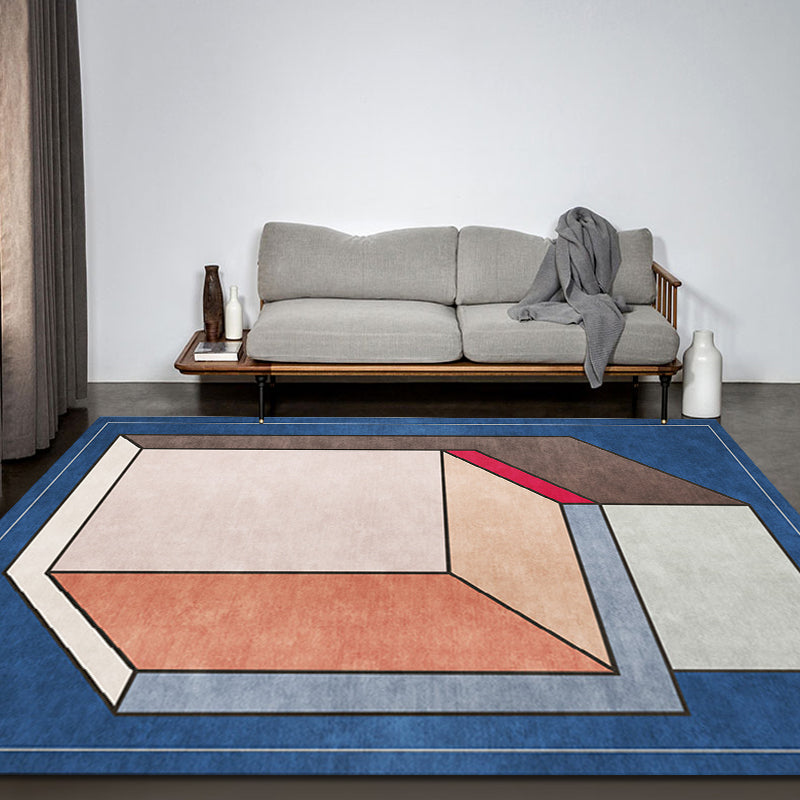Funky Nordic Rug Grey and Blue 3D Geometric Pattern Rug Pet Friendly Anti-Slip Washable Area Rug for Decoration Blue Clearhalo 'Area Rug' 'Rug' 1779628