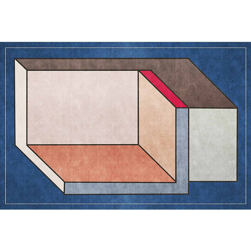 Funky Nordic Rug Grey and Blue 3D Geometric Pattern Rug Pet Friendly Anti-Slip Washable Area Rug for Decoration Clearhalo 'Area Rug' 'Rug' 1779630