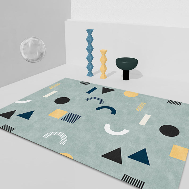 Casual Modernism Rug Green Geometric Pattern Rug Pet Friendly Anti-Slip Washable Area Rug for Decoration Green Clearhalo 'Area Rug' 'Rug' 1779663