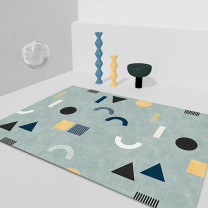 Casual Modernism Rug Green Geometric Pattern Rug Pet Friendly Anti-Slip Washable Area Rug for Decoration Green Clearhalo 'Area Rug' 'Rug' 1779663