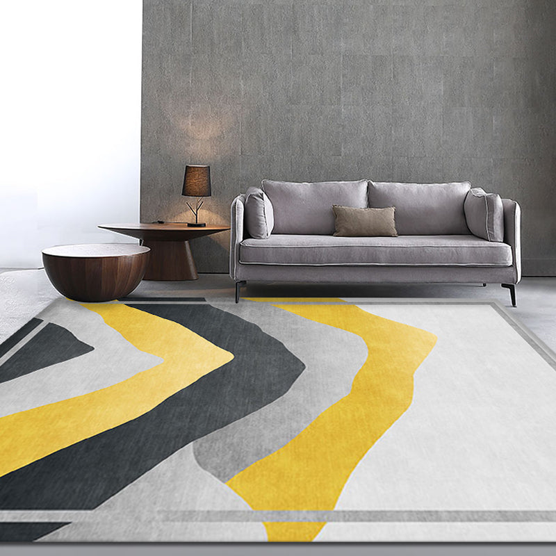 Grey and Yellow Colorblock Rug Polyester Modern Rug Washable Anti-Slip Pet Friendly Area Rug for Living Room Yellow Clearhalo 'Area Rug' 'Rug' 1779701