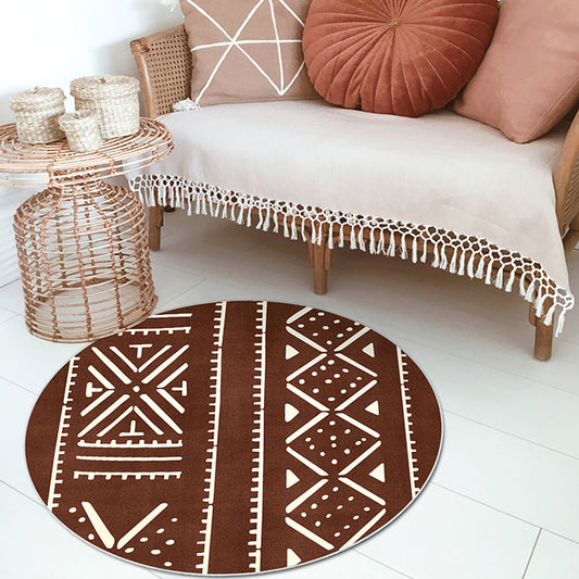 Geometric and Stripe Pattern Rug Polyester Modern Rug Washable Anti-Slip Pet Friendly Area Rug for Living Room Brown Clearhalo 'Area Rug' 'Rugs' 'Southwestern' Rug' 1779740