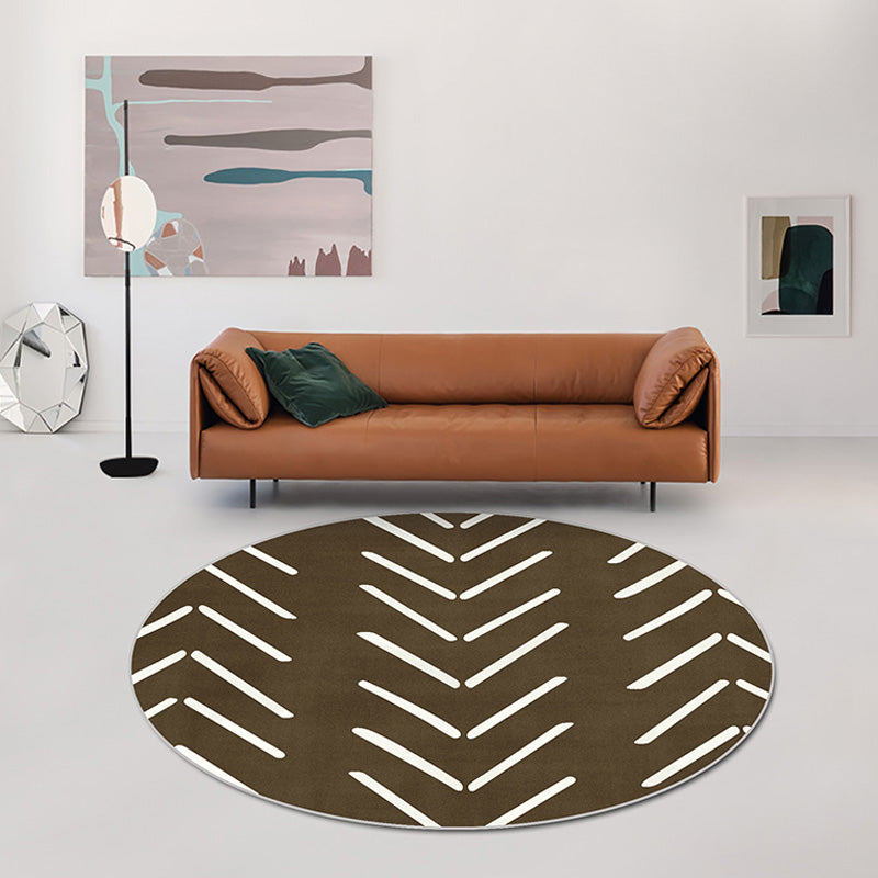 Geometric and Stripe Pattern Rug Polyester Modern Rug Washable Anti-Slip Pet Friendly Area Rug for Living Room Dark Brown Clearhalo 'Area Rug' 'Rugs' 'Southwestern' Rug' 1779743