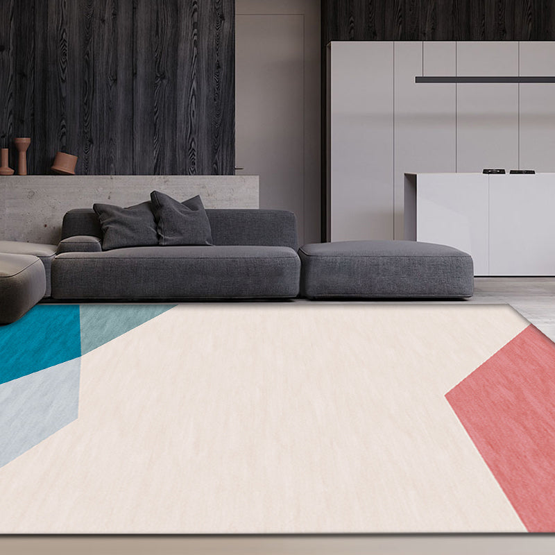 Modernist Colorblock Rug Blue and Orange Polyester Rug Non-Slip Backing Washable Pet Friendly Carpet for Home Blue Clearhalo 'Area Rug' 'Rug' 1779760