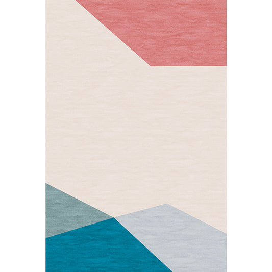 Modernist Colorblock Rug Blue and Orange Polyester Rug Non-Slip Backing Washable Pet Friendly Carpet for Home