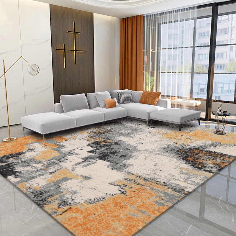 Creative Orange Industrial Rug Polyester Abstract Rug Washable Pet Friendly Non-Slip Carpet for Living Room Yellow-Red Clearhalo 'Area Rug' 'Rug' 1779763