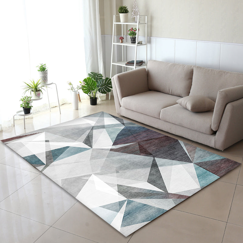 Grey Geometric Pattern Rug Polyester Modern Rug Washable Anti-Slip Pet Friendly Area Rug for Living Room Green Clearhalo 'Area Rug' 'Rug' 1779770