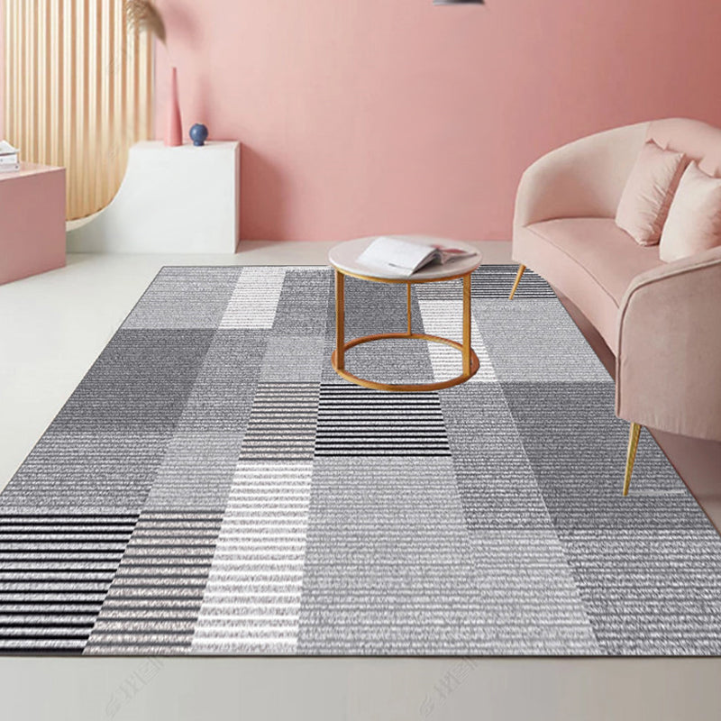 Modernist Striped Pattern Rug Light Grey and Pink Polyester Rug Non-Slip Backing Washable Pet Friendly Carpet for Home Smoke Gray Clearhalo 'Area Rug' 'Modern' 'Rugs' Rug' 1779781