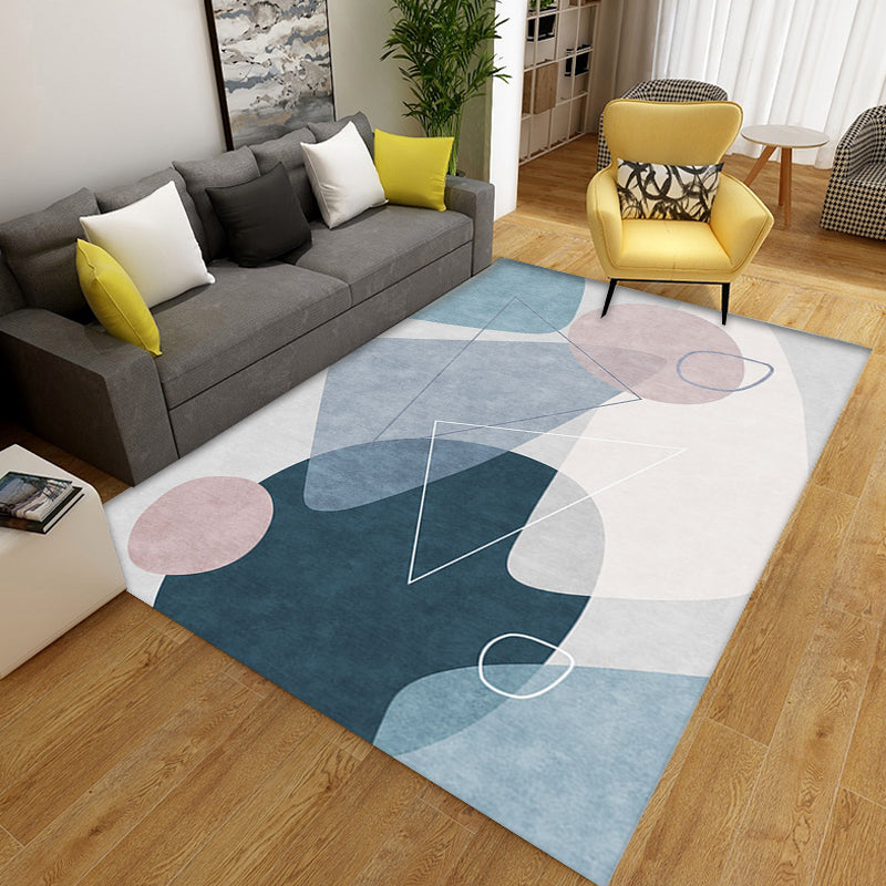 Green and Grey Colorblock Rug Polyester Modern Rug Washable Anti-Slip ...