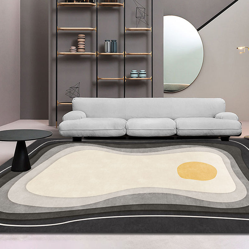 Modernist Colorblock Rug Black and White Polyester Rug Non-Slip Backing Washable Pet Friendly Carpet for Home Black Clearhalo 'Area Rug' 'Rug' 1779860