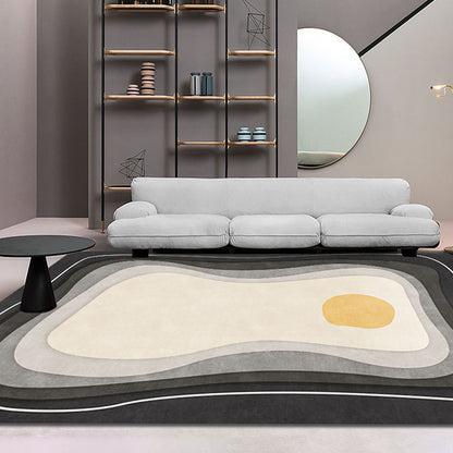 Modernist Colorblock Rug Black and White Polyester Rug Non-Slip Backing Washable Pet Friendly Carpet for Home Black Clearhalo 'Area Rug' 'Rug' 1779860