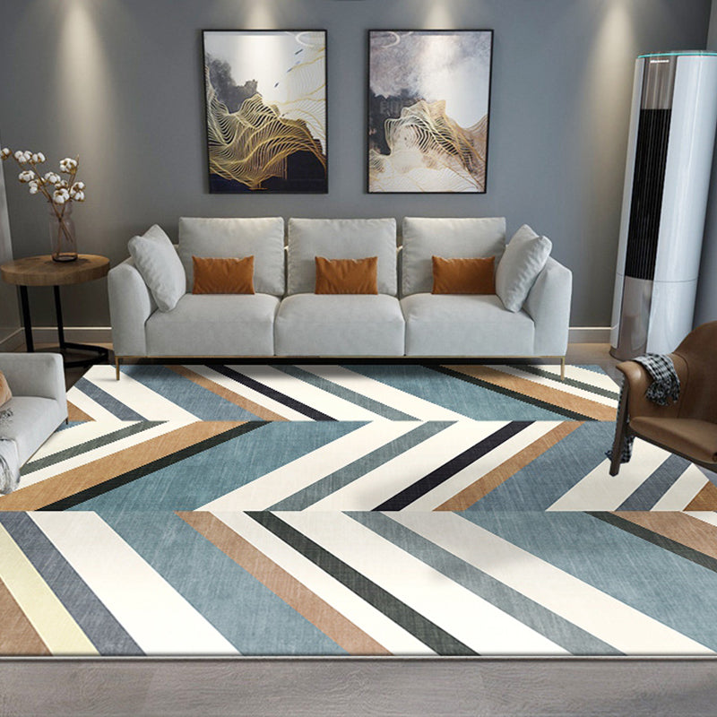 Casual Modernism Rug Green and Brown Striped Pattern Rug Pet Friendly Anti-Slip Washable Area Rug for Decoration Brown Clearhalo 'Area Rug' 'Rug' 1779882