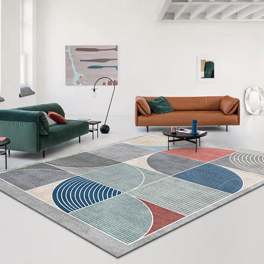 Stylish Modernism Rug Multicolor Geometric and Striped Pattern Rug Pet Friendly Anti-Slip Washable Area Rug for Decoration Grey Clearhalo 'Area Rug' 'Modern' 'Rugs' Rug' 1779910