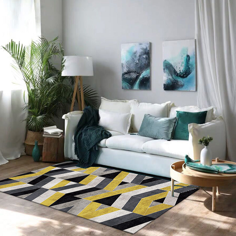 Stylish Modernism Rug Multicolor Geometric and Striped Pattern Rug Pet Friendly Anti-Slip Washable Area Rug for Decoration Yellow Clearhalo 'Area Rug' 'Modern' 'Rugs' Rug' 1779917