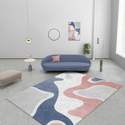 Pink and Blue Colorblock Rug Polyester Modern Rug Washable Anti-Slip Pet Friendly Area Rug for Living Room Pink Clearhalo 'Area Rug' 'Rug' 1779920