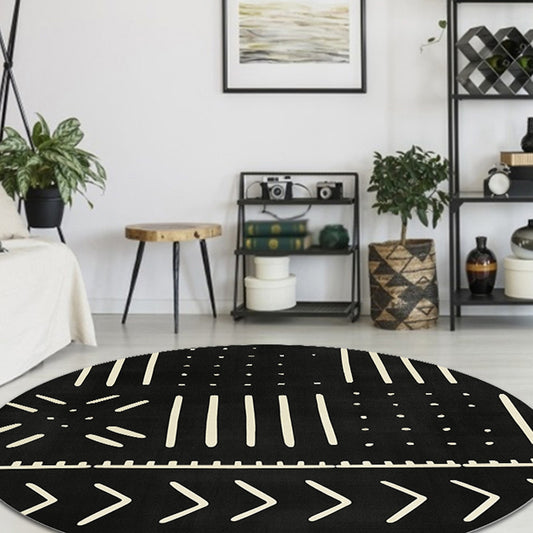 Modernist Geometric Pattern Rug with Stripe Black and Yellow Polyester Rug Non-Slip Backing Washable Pet Friendly Carpet for Bedroom Clearhalo 'Area Rug' 'Rugs' 'Southwestern' Rug' 1779956