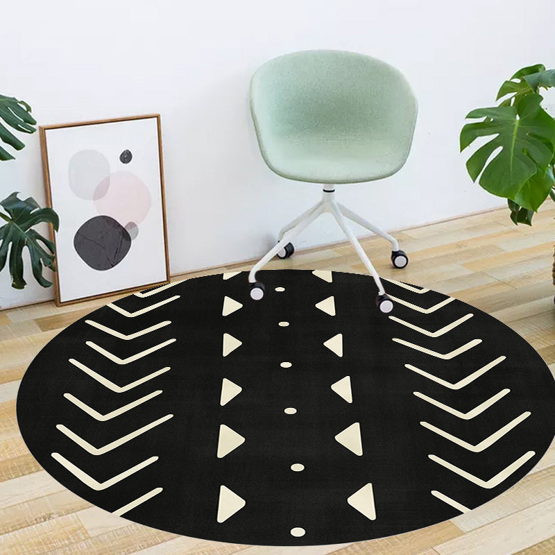 Modernist Geometric Pattern Rug with Stripe Black and Yellow Polyester Rug Non-Slip Backing Washable Pet Friendly Carpet for Bedroom Clearhalo 'Area Rug' 'Rugs' 'Southwestern' Rug' 1779964