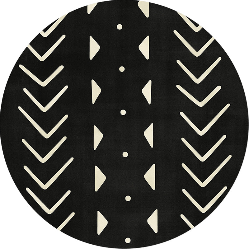 Modernist Geometric Pattern Rug with Stripe Black and Yellow Polyester Rug Non-Slip Backing Washable Pet Friendly Carpet for Bedroom Clearhalo 'Area Rug' 'Rugs' 'Southwestern' Rug' 1779965