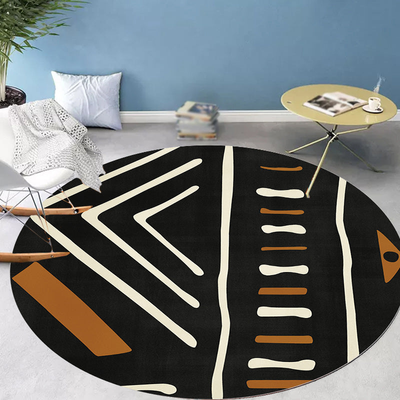Modernist Geometric Pattern Rug with Stripe Black and Yellow Polyester Rug Non-Slip Backing Washable Pet Friendly Carpet for Bedroom Clearhalo 'Area Rug' 'Rugs' 'Southwestern' Rug' 1779967
