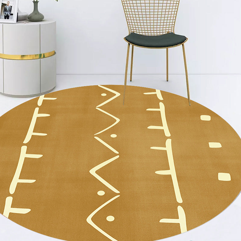 Modernist Geometric Pattern Rug with Stripe Black and Yellow Polyester Rug Non-Slip Backing Washable Pet Friendly Carpet for Bedroom Brown Clearhalo 'Area Rug' 'Rugs' 'Southwestern' Rug' 1779969
