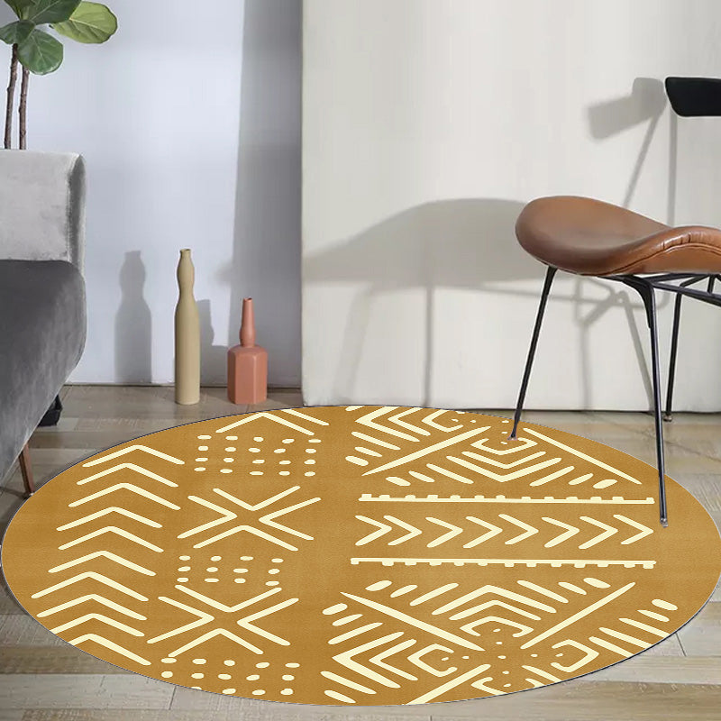 Modernist Geometric Pattern Rug with Stripe Black and Yellow Polyester Rug Non-Slip Backing Washable Pet Friendly Carpet for Bedroom Dark Yellow Clearhalo 'Area Rug' 'Rugs' 'Southwestern' Rug' 1779972
