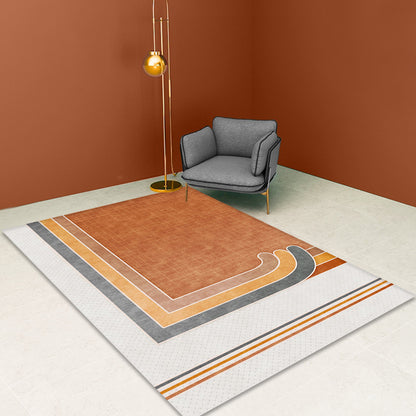 Novelty Geometric Pattern Rug with Plaid Orange Polyester Rug Non-Slip Backing Washable Pet Friendly Carpet for Home Yellow-Red Clearhalo 'Area Rug' 'Rug' 1779992