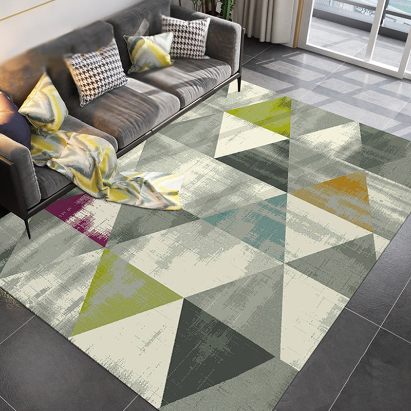 Unique Multicolor Modernist Rug Polyester Geometric Pattern Rug Washable Pet Friendly Non-Slip Carpet for Living Room Olive Green Clearhalo 'Area Rug' 'Modern' 'Rugs' Rug' 1780005