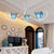 3 Lights Pyramid Hanging Light Blue Glass Nautical Suspended Light for Dining Room Blue Clearhalo 'Ceiling Lights' 'Chandeliers' 'Industrial' 'Middle Century Chandeliers' 'Tiffany Chandeliers' 'Tiffany close to ceiling' 'Tiffany' Lighting' 178002