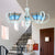 Nautical Pyramid Chandelier Light 5/6/8 Lights Blue Glass Pendant Lighting in White Finish for Living Room 5 Blue Clearhalo 'Ceiling Lights' 'Chandeliers' 'Close To Ceiling Lights' 'Industrial' 'Middle Century Chandeliers' 'Tiffany Chandeliers' 'Tiffany close to ceiling' 'Tiffany' Lighting' 178015