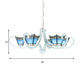 Nautical Pyramid Chandelier Light 5/6/8 Lights Blue Glass Pendant Lighting in White Finish for Living Room Clearhalo 'Ceiling Lights' 'Chandeliers' 'Close To Ceiling Lights' 'Industrial' 'Middle Century Chandeliers' 'Tiffany Chandeliers' 'Tiffany close to ceiling' 'Tiffany' Lighting' 178021