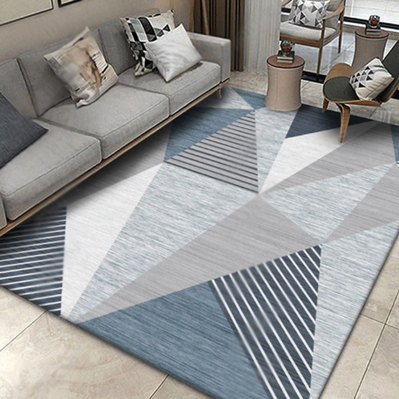 Creative Multicolor Modernist Rug Polyester Striped and Geometric Pattern Rug Washable Pet Friendly Non-Slip Carpet for Living Room Blue Clearhalo 'Area Rug' 'Modern' 'Rugs' Rug' 1780257