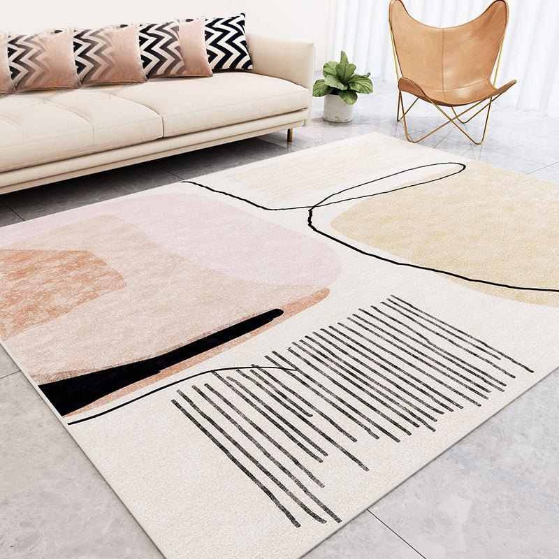Unique Multicolor Modernist Rug Polyester Abstract Rug Washable Pet Friendly Non-Slip Carpet for Living Room Beige Clearhalo 'Area Rug' 'Modern' 'Rugs' Rug' 1780273