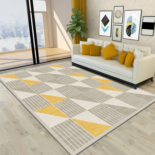Simple Modernism Rug Yellow Geometric and Striped Pattern Rug Pet Friendly Anti-Slip Washable Area Rug for Decoration Clearhalo 'Area Rug' 'Rug' 1780305