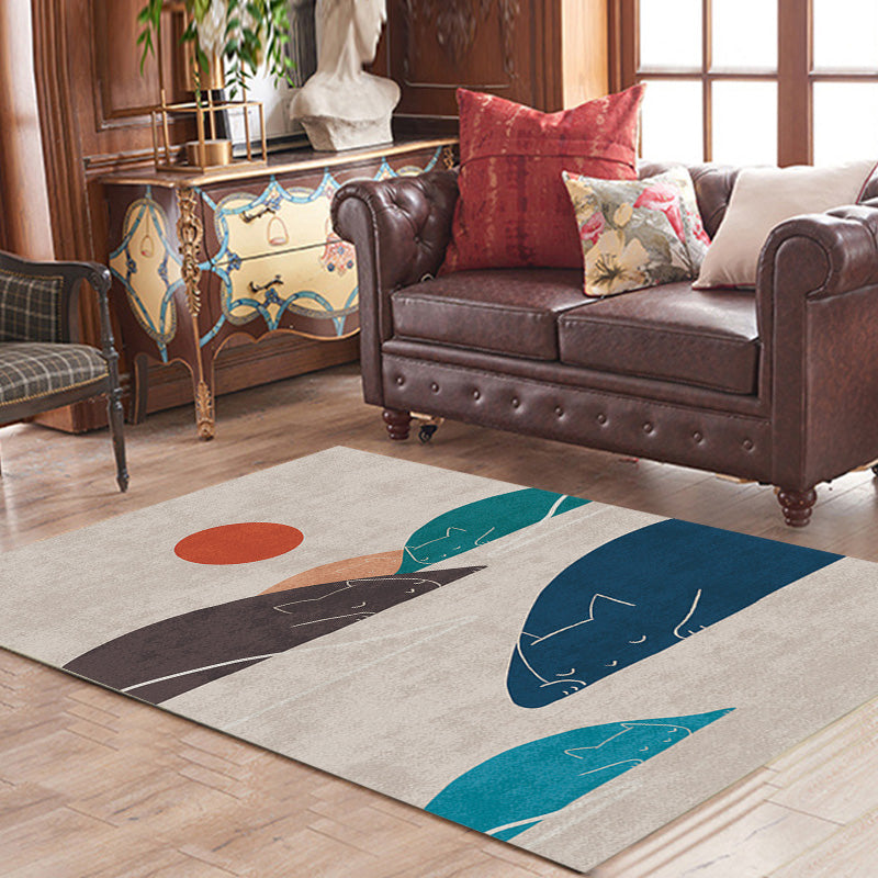 Navy Multicolor Mountain Pattern Rug Polyester Oriental Rug Washable Anti-Slip Pet Friendly Area Rug for Living Room Clearhalo 'Area Rug' 'Rug' 1780362