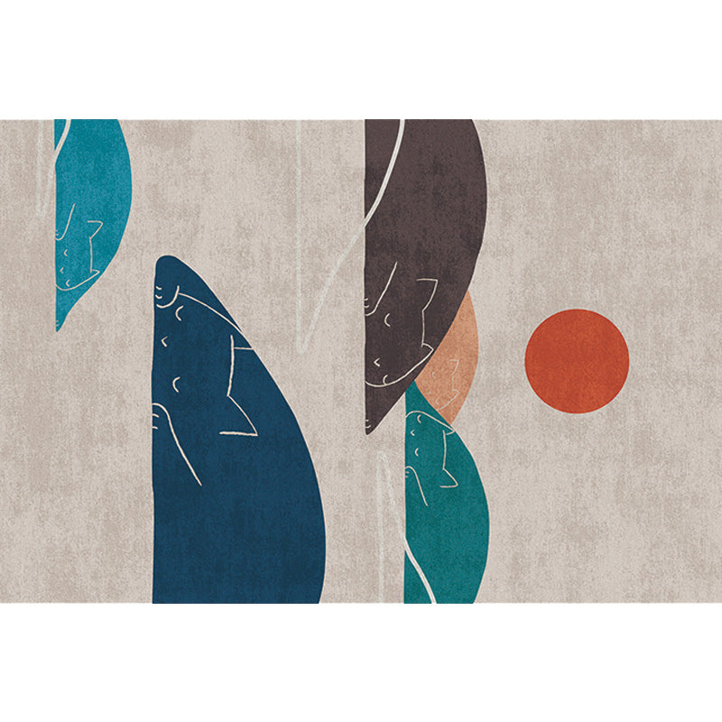 Navy Multicolor Mountain Pattern Rug Polyester Oriental Rug Washable Anti-Slip Pet Friendly Area Rug for Living Room Clearhalo 'Area Rug' 'Rug' 1780363