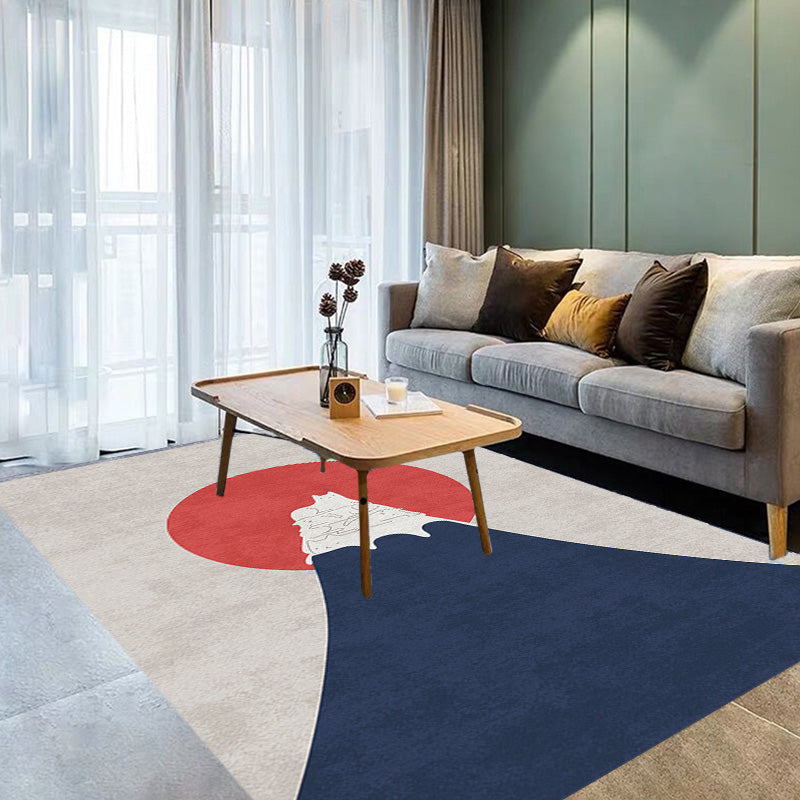 Navy Multicolor Mountain Pattern Rug Polyester Oriental Rug Washable Anti-Slip Pet Friendly Area Rug for Living Room Red Clearhalo 'Area Rug' 'Rug' 1780375