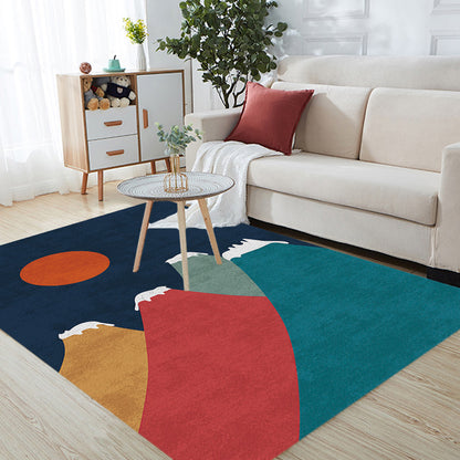 Navy Multicolor Mountain Pattern Rug Polyester Oriental Rug Washable Anti-Slip Pet Friendly Area Rug for Living Room Dark Blue Clearhalo 'Area Rug' 'Rug' 1780378