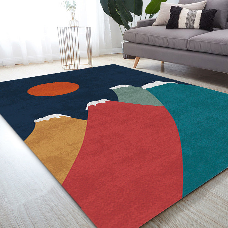 Navy Multicolor Mountain Pattern Rug Polyester Oriental Rug Washable Anti-Slip Pet Friendly Area Rug for Living Room Clearhalo 'Area Rug' 'Rug' 1780379