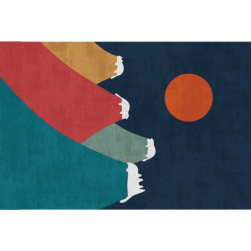 Navy Multicolor Mountain Pattern Rug Polyester Oriental Rug Washable Anti-Slip Pet Friendly Area Rug for Living Room Clearhalo 'Area Rug' 'Rug' 1780380