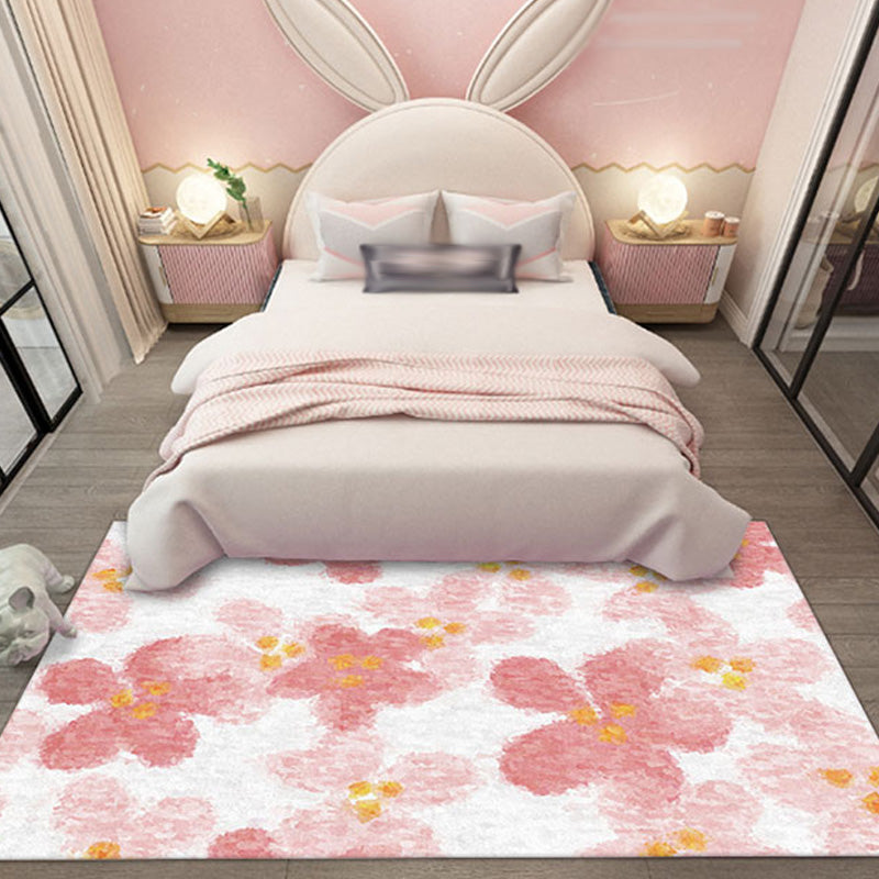 Pink Multicolor Floral Pattern Rug Polyester Contemporary Rug Washable Anti-Slip Pet Friendly Area Rug for Living Room Clearhalo 'Area Rug' 'Modern' 'Rugs' Rug' 1780436