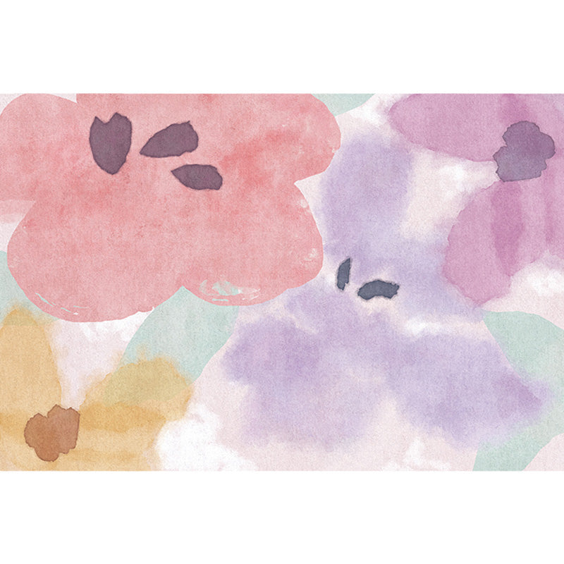 Pink Multicolor Floral Pattern Rug Polyester Contemporary Rug Washable Anti-Slip Pet Friendly Area Rug for Living Room Clearhalo 'Area Rug' 'Modern' 'Rugs' Rug' 1780451