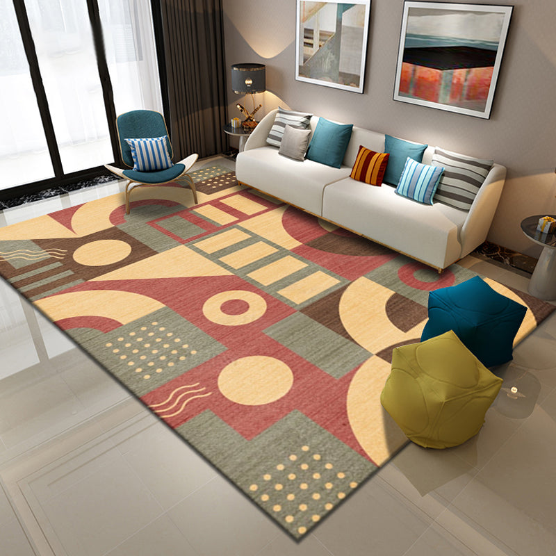 Multicolor Geometric Pattern Rug Polyester Simple Rug Washable Anti-Slip Pet Friendly Area Rug for Living Room Red Clearhalo 'Area Rug' 'Rug' 1780506