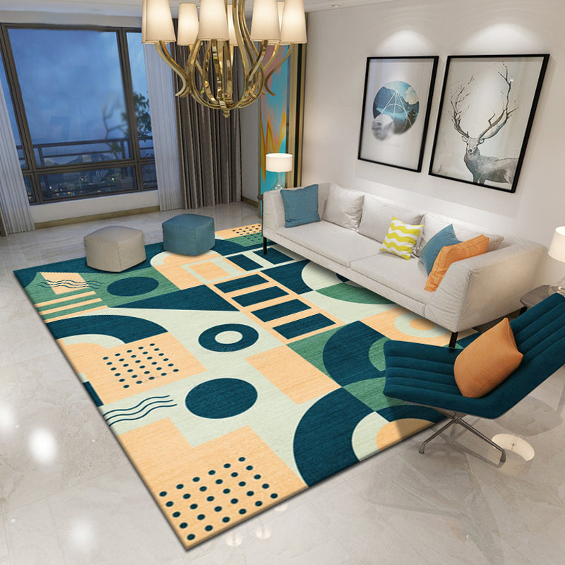Multicolor Geometric Pattern Rug Polyester Simple Rug Washable Anti-Slip Pet Friendly Area Rug for Living Room Dark Green Clearhalo 'Area Rug' 'Rug' 1780512