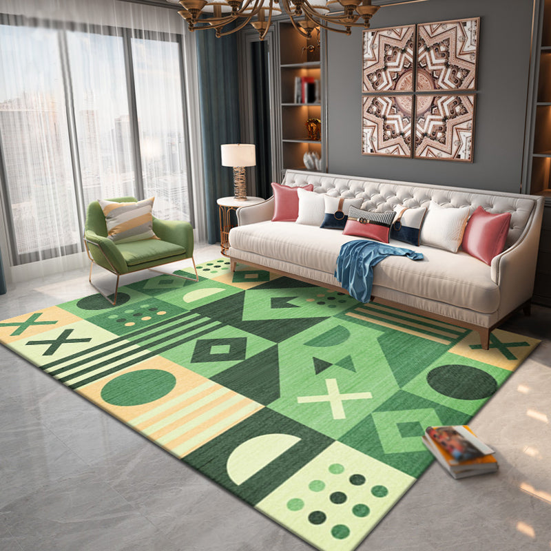 Multicolor Geometric Pattern Rug Polyester Simple Rug Washable Anti-Slip Pet Friendly Area Rug for Living Room Fruit Green Clearhalo 'Area Rug' 'Rug' 1780513