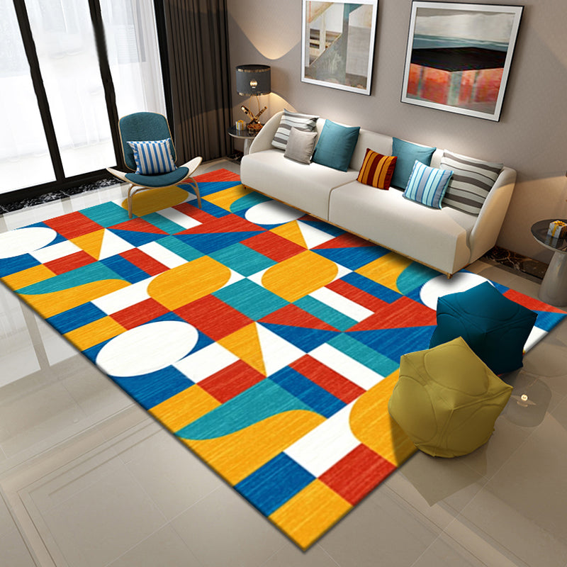 Multicolor Geometric Pattern Rug Polyester Simple Rug Washable Anti-Slip Pet Friendly Area Rug for Living Room Dark Yellow Clearhalo 'Area Rug' 'Rug' 1780516
