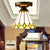 Shuttlecock Foyer Stair Ceiling Mount Light with Rhombus/Leaf Art Glass 1 Bulb Tiffany Ceiling Lamp in Bronze Finish Bronze Rhombus Clearhalo 'Ceiling Lights' 'Close To Ceiling Lights' 'Close to ceiling' 'Glass shade' 'Glass' 'Pendant Lights' 'Semi-flushmount' 'Tiffany close to ceiling' 'Tiffany' Lighting' 178051