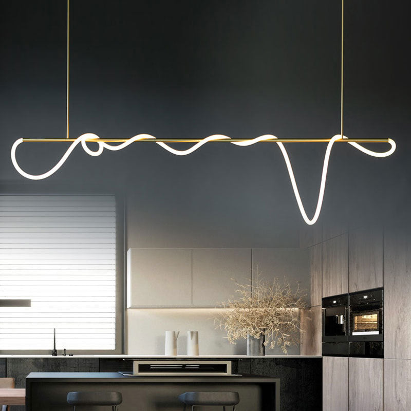 Flexible Tube Chandelier Simplicity Acrylic Gold LED Ceiling Pendant for Living Room Clearhalo 'Ceiling Lights' 'Chandeliers' Lighting' options 17806208733_643134387