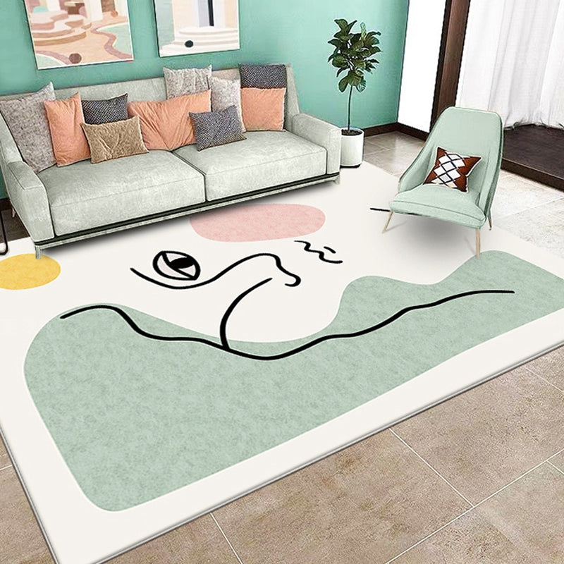 Stylish Green Modernist Rug Polyester Abstract Rug Washable Pet Friendly Non-Slip Carpet for Living Room Green Clearhalo 'Area Rug' 'Rug' 1780640
