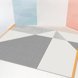 Contemporary Geometric Pattern Rug with Stripe Grey Polyester Rug Non-Slip Backing Washable Pet Friendly Carpet for Bedroom Grey Clearhalo 'Area Rug' 'Modern' 'Rugs' Rug' 1780787